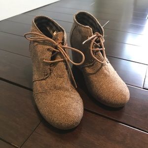 Toms heather gray wedge booties